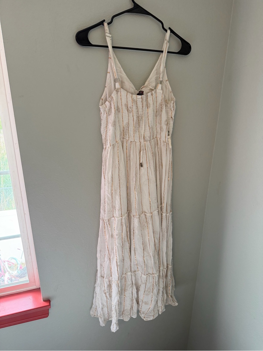 Mango Cream Dress with Gold Stripe Accents - Picture 4 of 6
